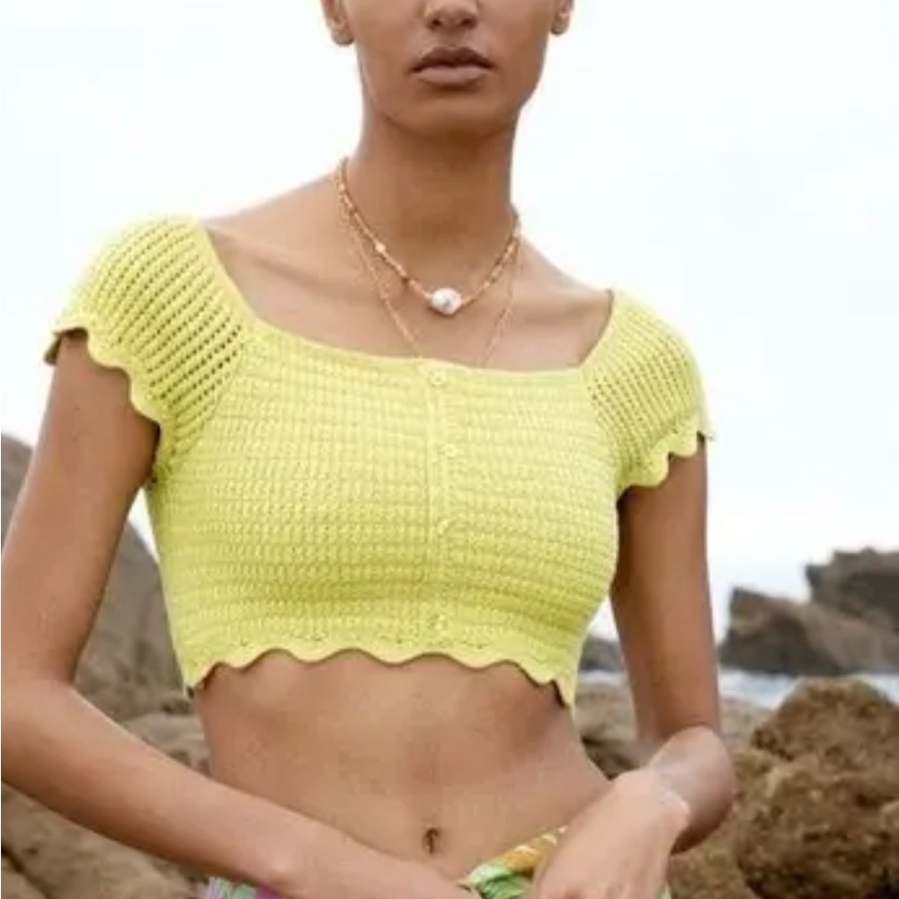 Zara Bright Lime Green Knit Crop Top